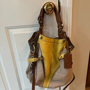 OrYany Handbag Victoria Dove Colorblock Pebble Grain Leather Bag Crossbody Hobo